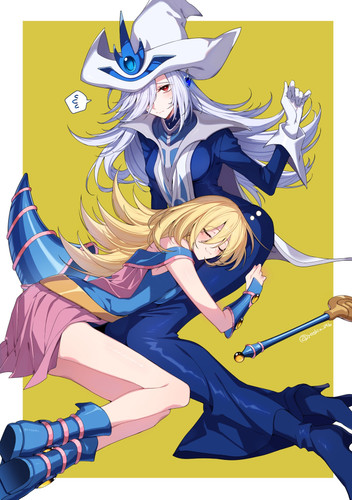  dark magician girl and silent magician yu gi oh drawn by yoshio 296 4bc310e0d1ba0bf35fe4ae2e4f1efeb.jpg