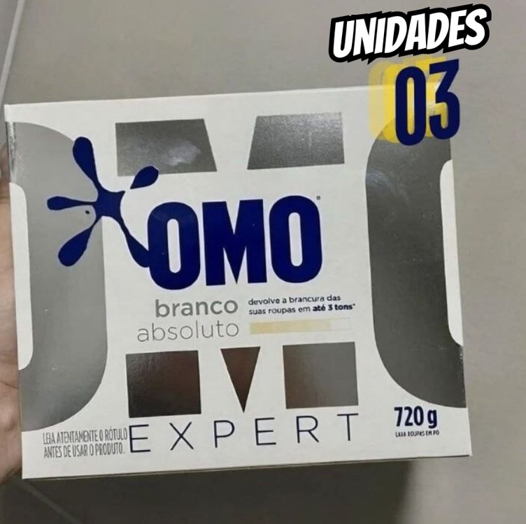 Kit Sabão em Pó Omo Branco Absoluto Expert – sem Perfume 720g 3 Unidades