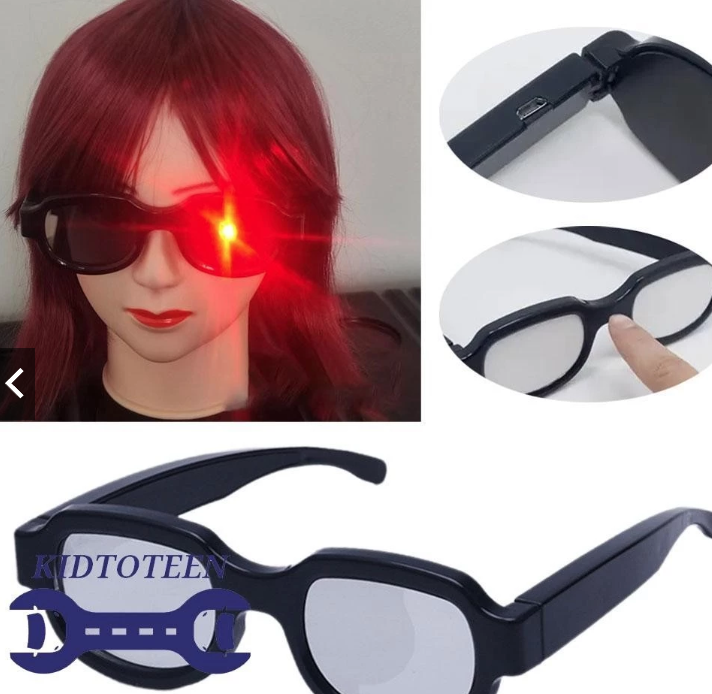 Óculos Anime LED Luminoso Efeito Olho Vermelho Engraçados Cosplay Eyewear Party Presentes Crianças U2D2