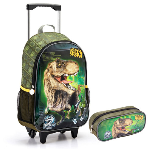  KIT MOCHILA DE CARRINHO DINOSSAURO T REX INFANTIL MR41364 + ESTOJO SIMPLES INFANTIL DINOSSAURO T RE.jpg