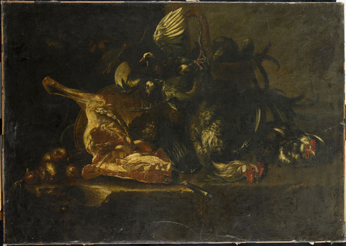 Puytlinck, Christoffel Натюрморт с мясом и мертвыми птицами, 1671, 87 cm x 123 cm, Холст, масло