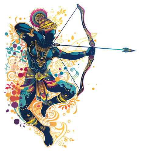transparent bow and arrow lord vishnu image in black and white65ffffec33d9f3.52485421.png