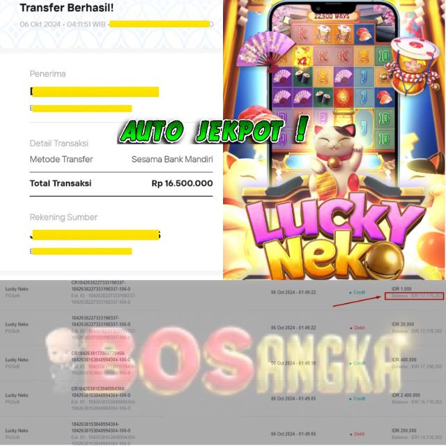 SELAMAT KEPADA ID XXXX JACKPOT PERMAINAN Lucky neko PG SOFT DI WEB BOSANGKA