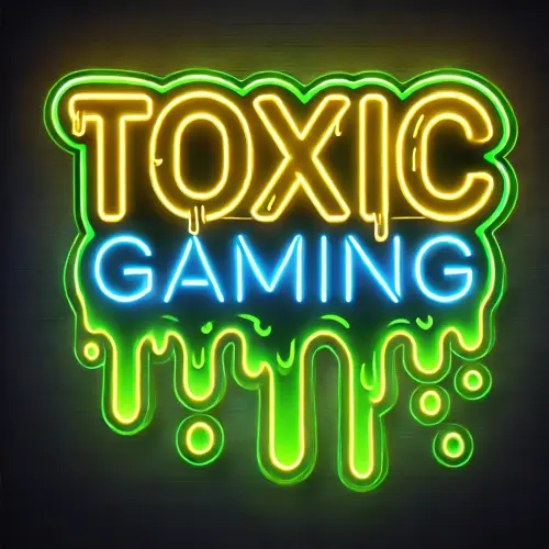 DALL·E 2024 10 06 20.09.15 A neon light sign with the words 'Toxic Gaming'. The sign glows with a bl.webp