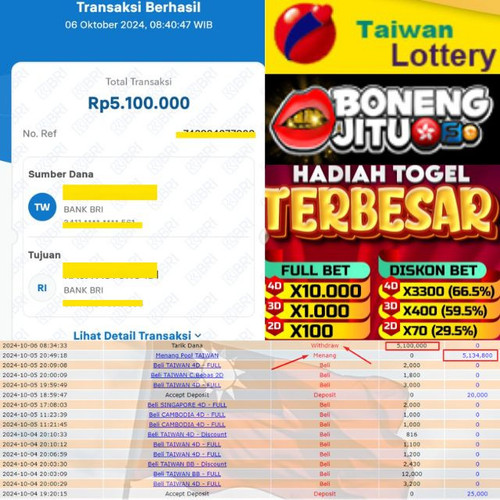 SELAMAT KEPADA ID XXXX JACKPOT POOL TAIWAN DI WEB BONENGJITU
