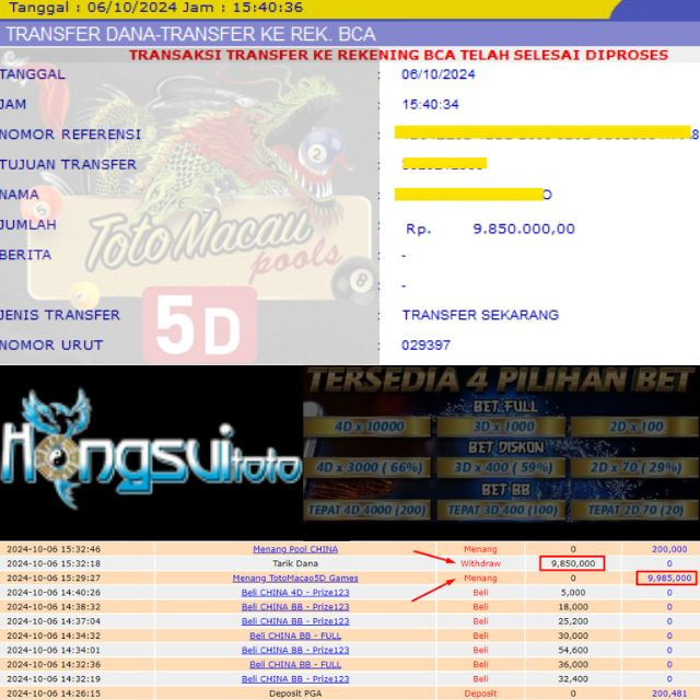 SELAMAT KEPADA ID XXXX JACKPOT POOL TOTO MACAU 5D GAMES DI WEB HONGSUITOTO