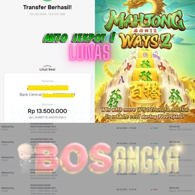 SELAMAT KEPADA ID XXXX JACKPOT PERMAINAN Mahjong ways PG Soft DI WEB BOSANGKA