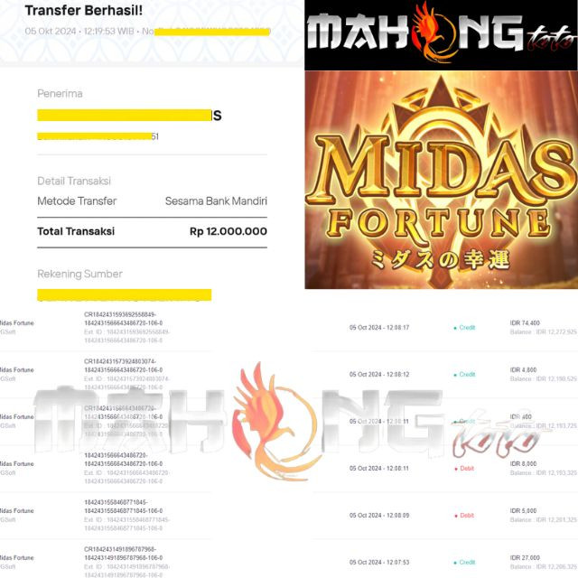 SELAMAT KEPADA ID XXXX JACKPOT PERMAINAN Midas Fortune PG Soft DI WEB MAHONGTOTO