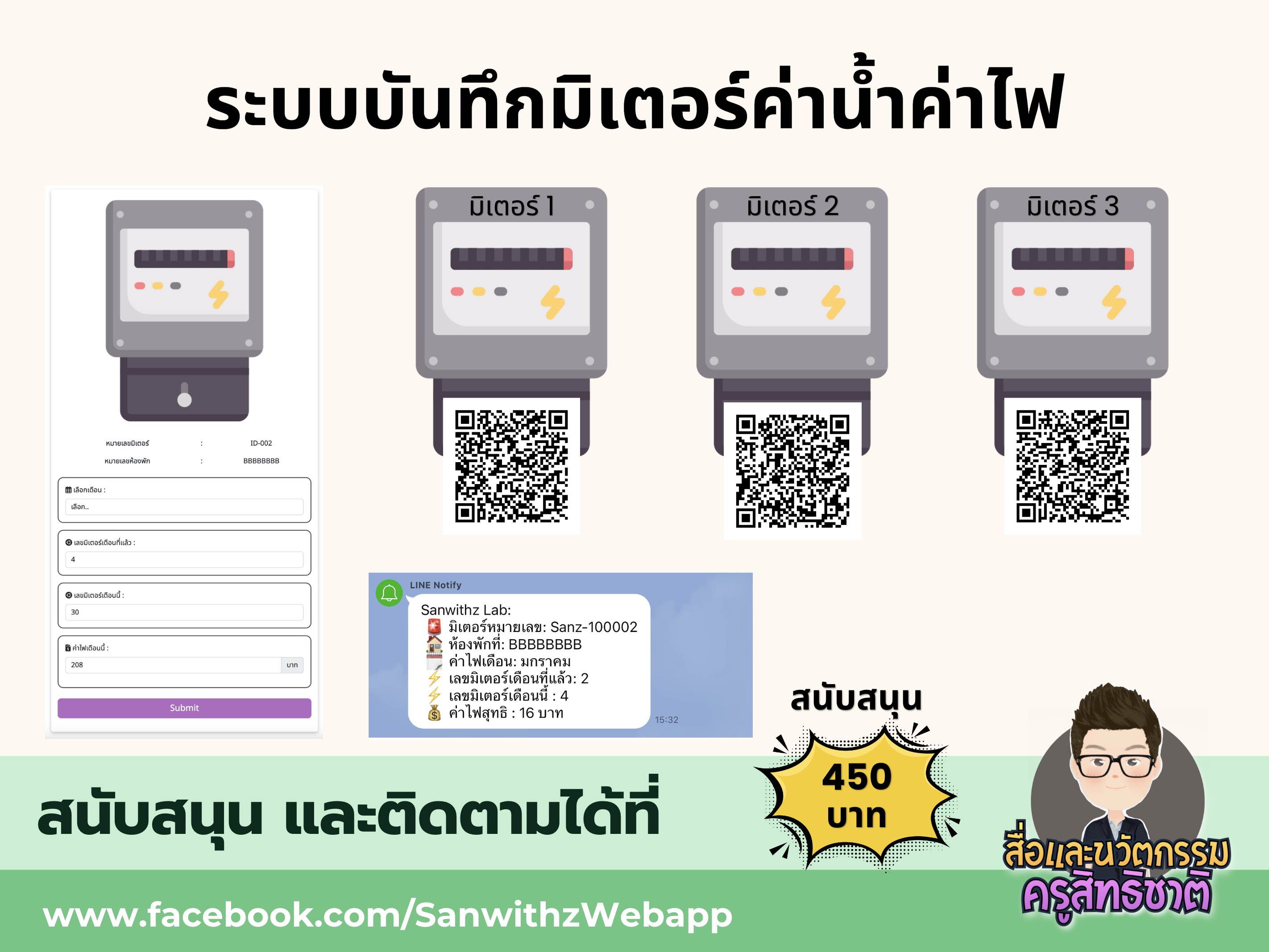 SANZ-VIP-082 | ระบบ QR CODE บันทึกมิเตอร์ค่าน้ำ ค่าไฟ