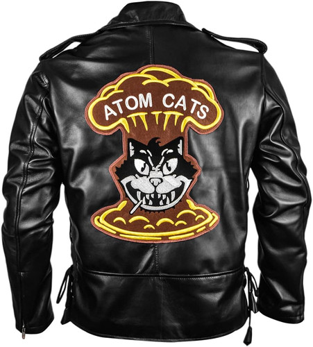Man's Motorcycle Atom Cats Biker Black Real Genuine Sheep Napa Leather Jacket 0.jpg