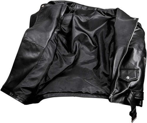 Man's Motorcycle Atom Cats Biker Black Real Genuine Sheep Napa Leather Jacket 5.jpg