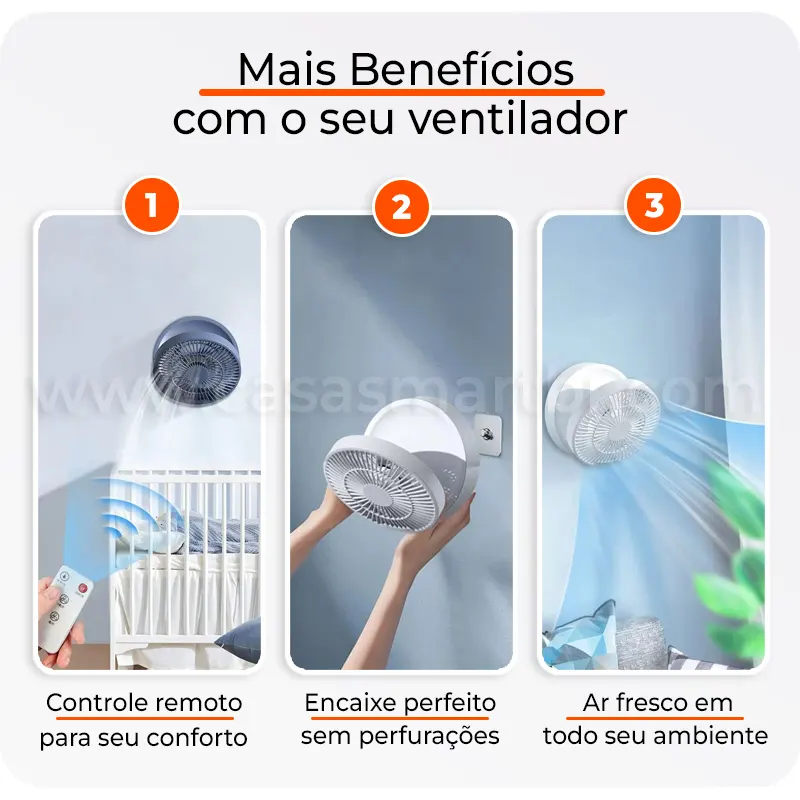 Ventilador Portátil Dobrável Com Controle - Casa Smart BR