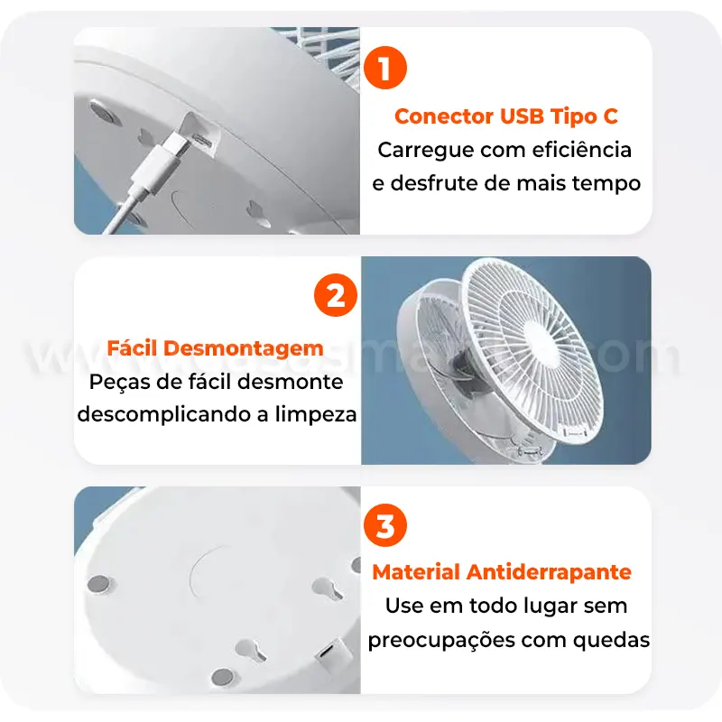 Ventilador Portátil Dobrável Com Controle - Casa Smart BR