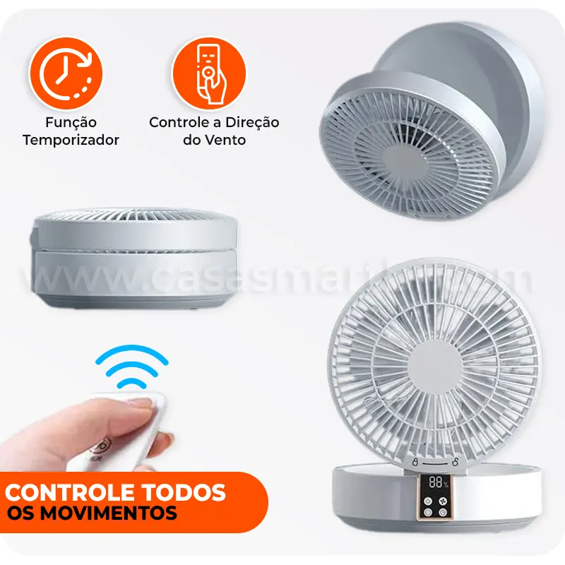 Ventilador Portátil Dobrável Com Controle - Casa Smart BR