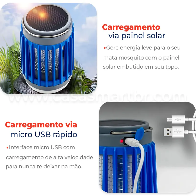 Lâmpada Mata Mosquito Recarregável Portátil - Casa Smart BR