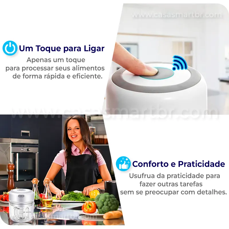 Mini Triturador de Alho Elétrico 250ml Recarregável - Casa Smart BR