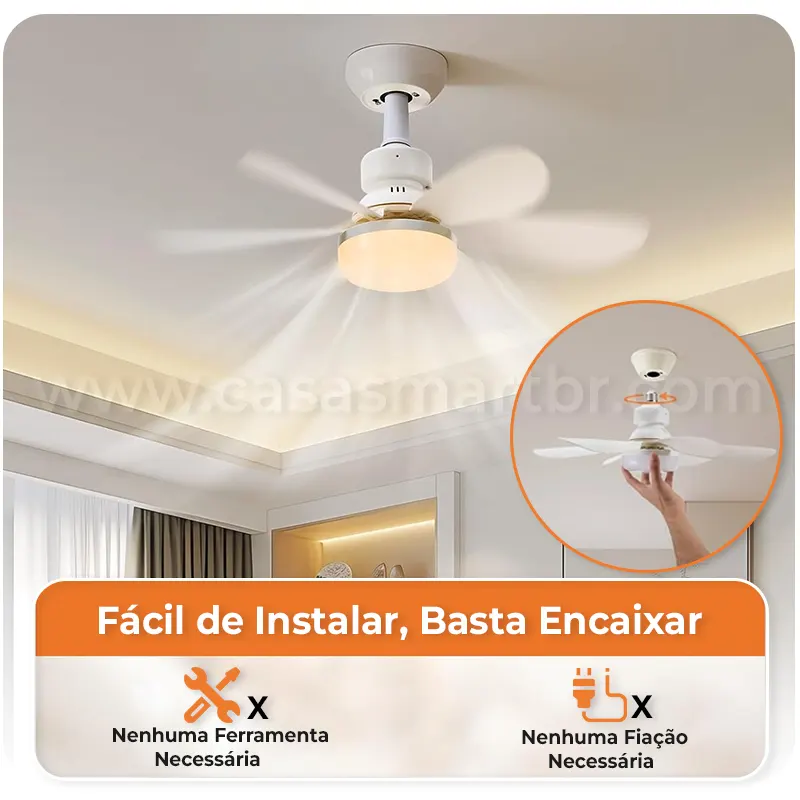 Mini Ventilador de Teto com Luminária LED - Casa Smart BR