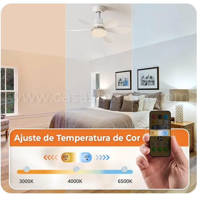 Mini Ventilador de Teto com Luminária LED - Casa Smart BR