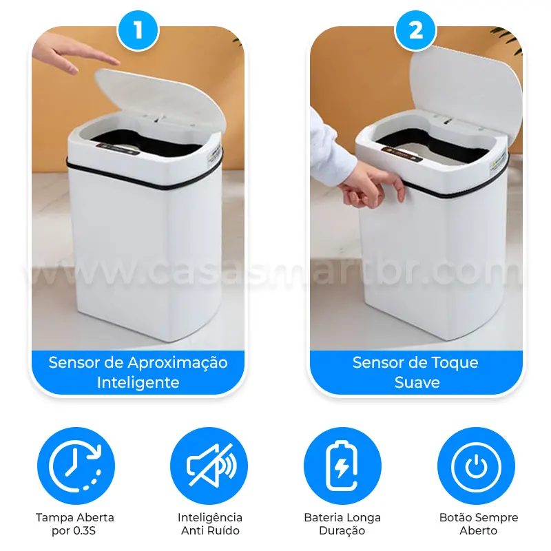 Lixeira Automática com Sensor Smart - Casa Smart BR