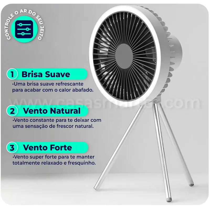 Ventilador de Coluna Portátil Recarregável - Casa Smart BR