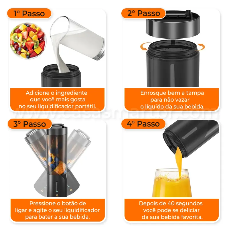 Liquidificador Portátil Recarregável - Seu Mini Juice Maker - Casa Smart BR