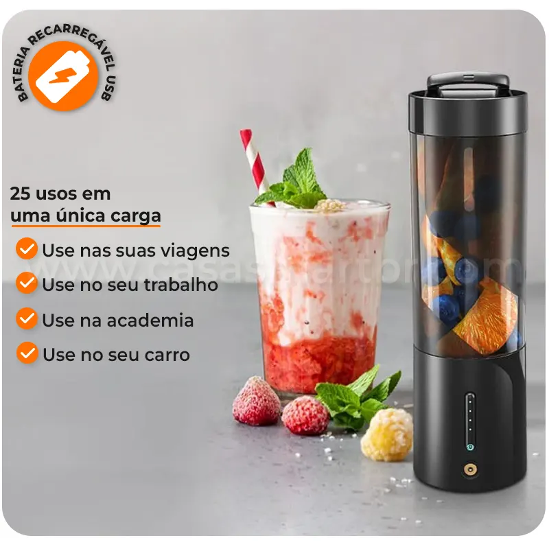 Liquidificador Portátil Recarregável - Seu Mini Juice Maker - Casa Smart BR