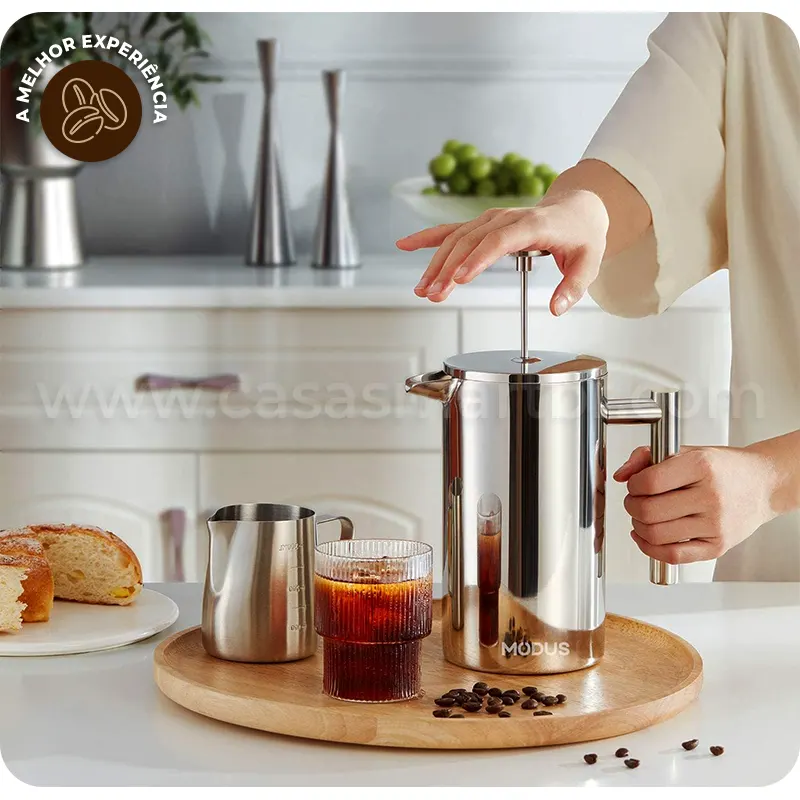 Prensa Francesa Inox 700ml VIP Coffee - Casa Smart BR