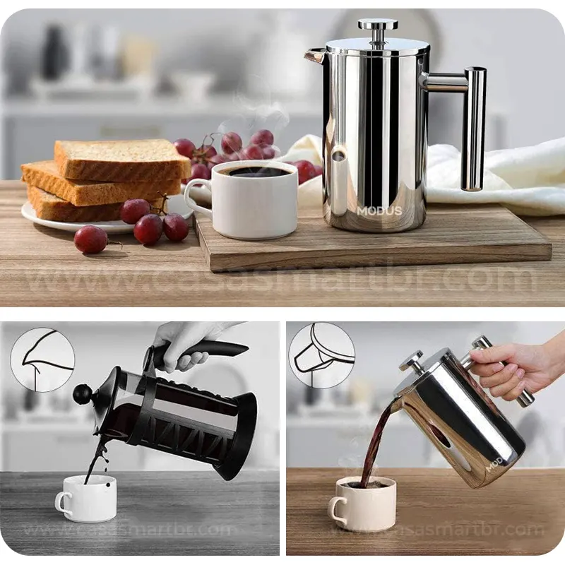 Prensa Francesa Inox 700ml VIP Coffee - Casa Smart BR