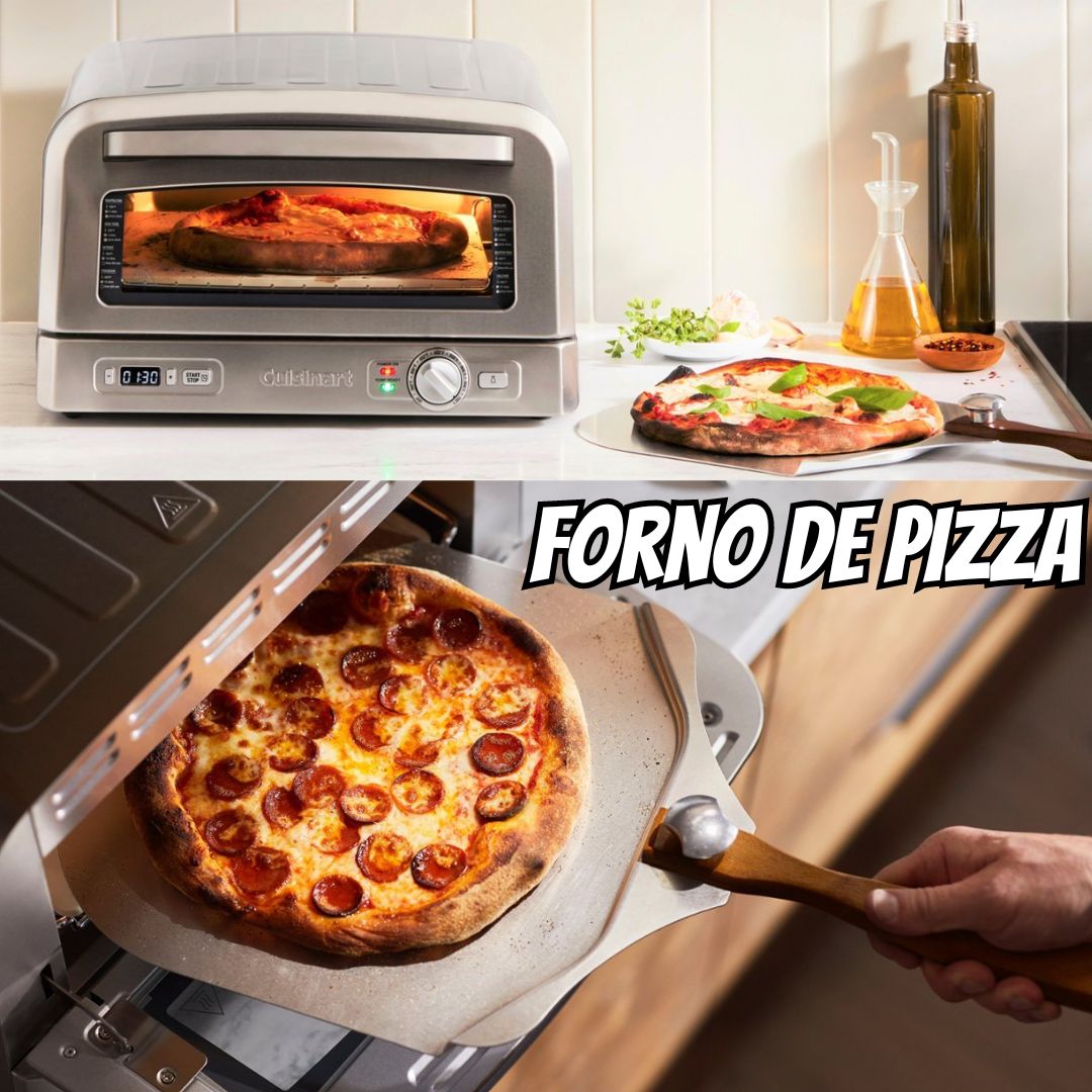 Cuisinart, Forno de Pizza, Em Aço Escovado, Com Pedra de Pizza, 1800W, Forma Funda e Pá – Prateado