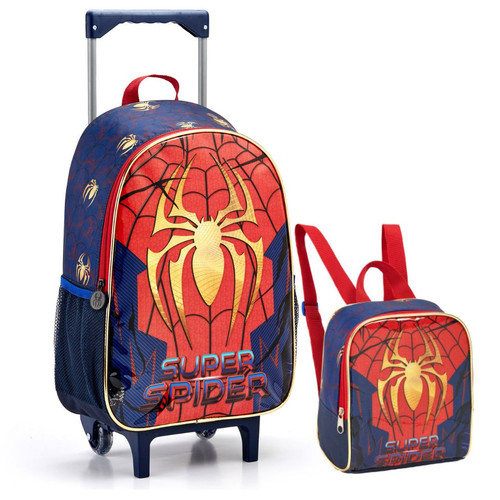  KIT MOCHILA DE CARRINHO SUPER SPIDER ARANHA DOURADA INFANTIL MR41367 + LANCHEIRA TÉRMICA.jpg
