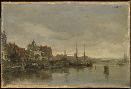 Maris, Jacob Башня Схрейерсторен и мост через канал Geldersekade в Амстердаме, 1876, 24,5 cm х 36,5 