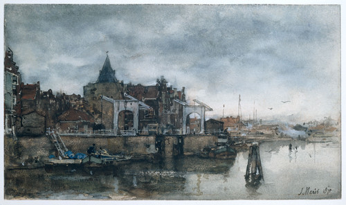 Maris, Jacob Башня Схрейерсторен в Амстердаме, 1875, 194 mm х 334 mm, рисунок, акварель
