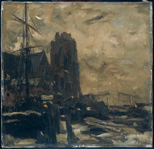 Maris, Jacob Дордрехт ночью, 1899, 45,5 cm х 47,5 cm, Холст, масло