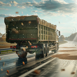 nadiia f A MAN dump truck is driving along the highway the dump 2d89be62 dd0f 4423 b745 d355612659c5