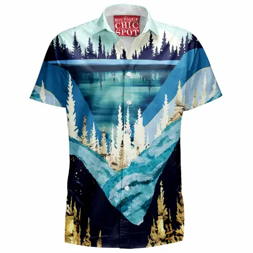 Blue Forest Lake Hawaiian Shirt Boutique Chic Spot.webp