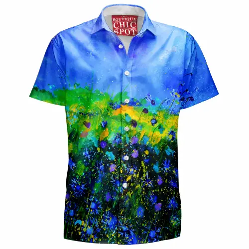 Blue Flowers Hawaiian Shirt Boutique Chic Spot.webp
