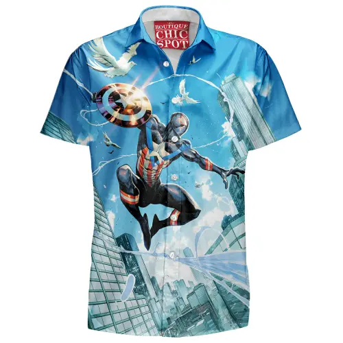 Captain America Spider man Hawaiian Shirt Boutique Chic Spot.webp