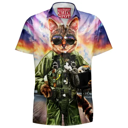 Cat Pilot in the Air Force Hawaiian Shirt Boutique Chic Spot.webp