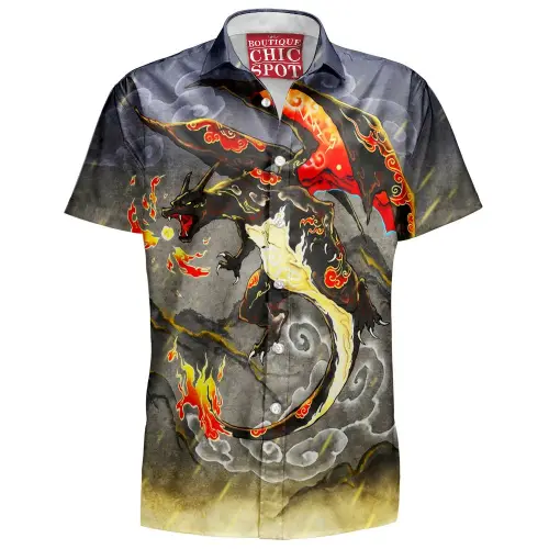 Black Charizard Hawaiian Shirt Boutique Chic Spot.webp