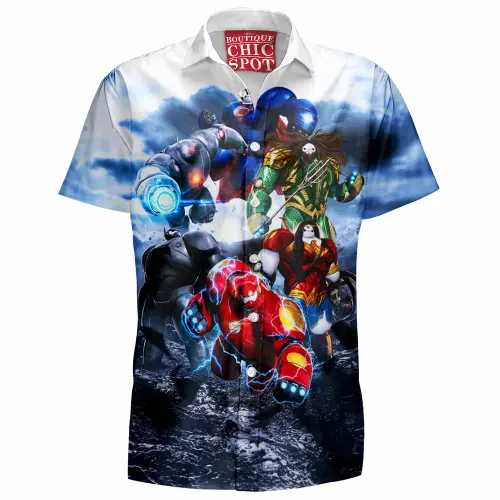 Baymax x Justice League Hawaiian Shirt Boutique Chic Spot.webp