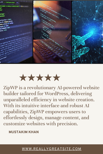 ZipWP is a revolutionary AI powered website builder tailored for WordPress, delivering unparalleled .png