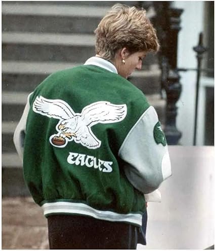 Leather Verse Princess Diana Wool Varsity Jacket Iconic Eagle Letterman Green Jacket for Women 3.jpg
