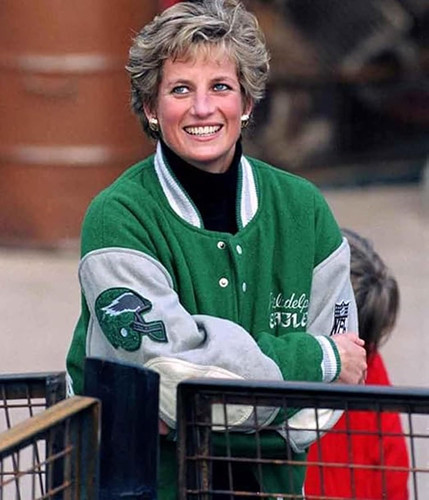Leather Verse Princess Diana Wool Varsity Jacket Iconic Eagle Letterman Green Jacket for Women4.jpg