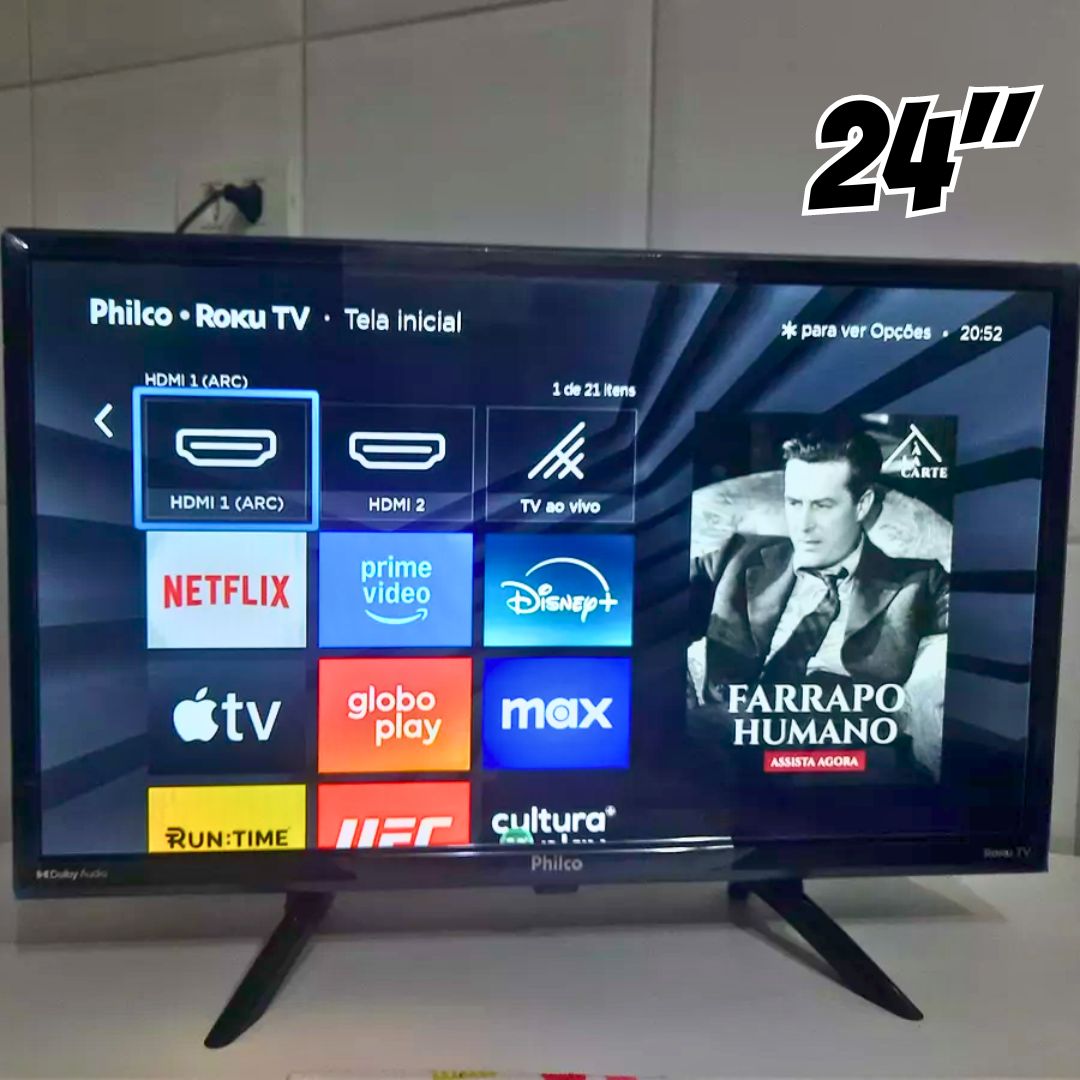 Smart TV 24” Philco PTV24G5YR2CP Roku TV Dolby Audio