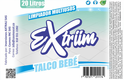 AMBIENTADOR LIMPIADOR MULTIUSOS EXTRIIM TALCO BEBE 20 LITROS.jpg