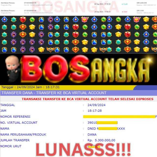 SELAMAT KEPADA ID XXXX JACKPOT PERMAINAN SLOT MANIA PRINCESS DI WEB BOSANGKA
