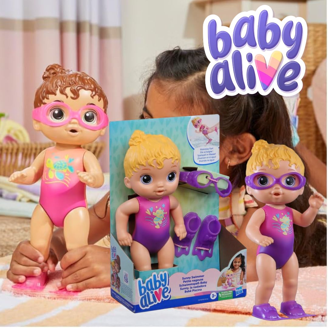 Boneca Baby Alive Sunny Swimmer – Cabelos Castanhos 25 cm – F8141 – Hasbro