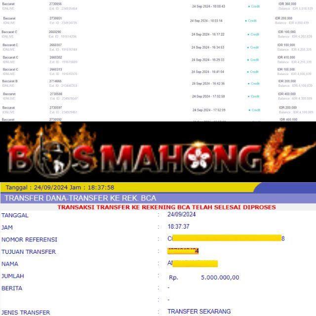 SELAMAT KEPADA ID XXXX JACKPOT PERMAINAN LIVE GAME DI WEB BOSMAHONG