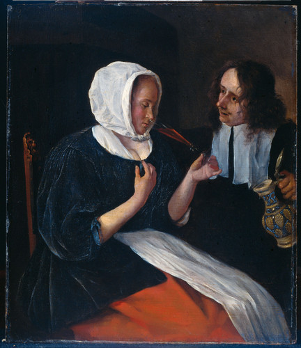 Steen, Jan Havicksz Пьющая пара, 1679, 24,5 cm х 21 cm, Дерево, масло