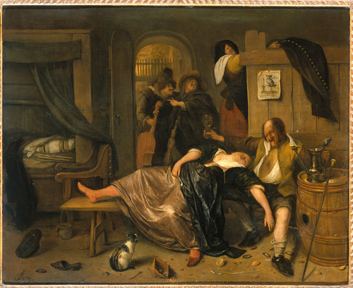Steen, Jan Havicksz Пьяная пара, 1665, 52,5 cm х 64 cm, Дерево, масло